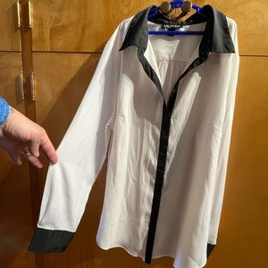 Beautiful sheer blouse 2 small snags on back LG